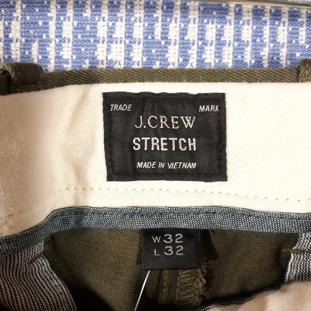 J.CREW 484 Slim Fit Chino Pants Mens 32 x 32 Green Stretch NEW